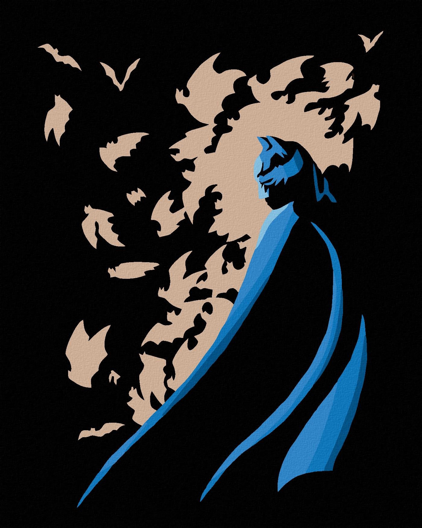 Zuty – Batman obklopený netopiermi, 40 × 50 cm, vypnuté plátno na rám