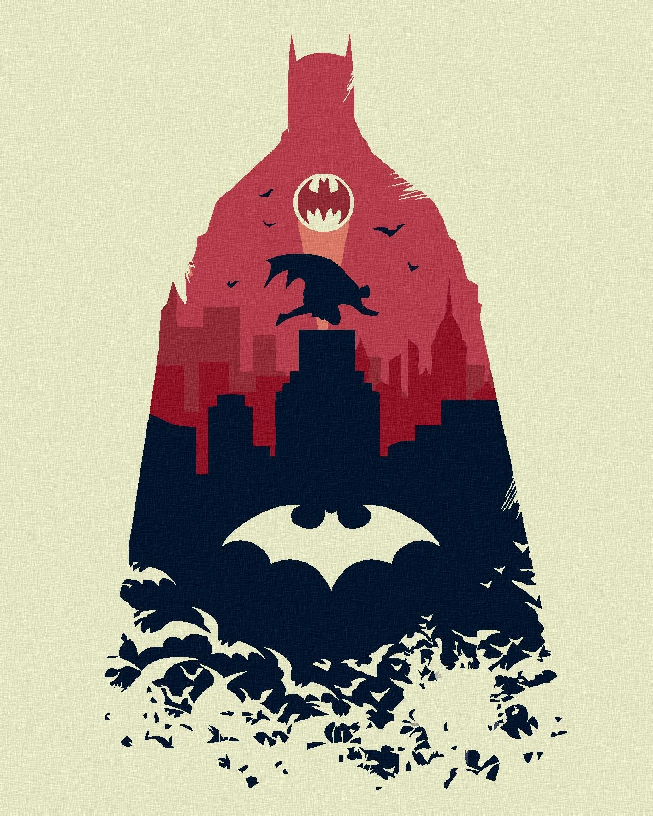 Zuty – Batman obrys, 40 × 50 cm, vypnuté plátno na rám