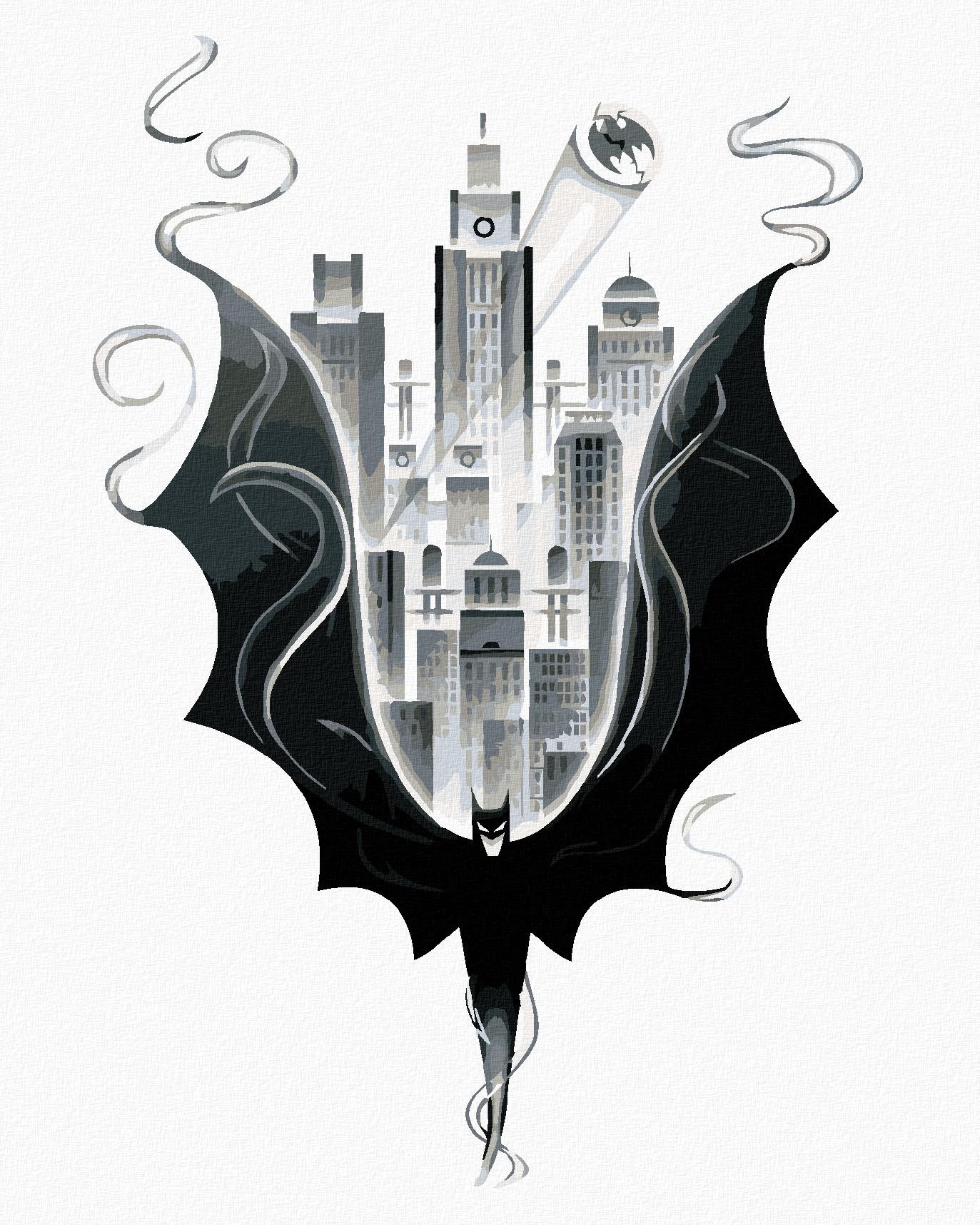 Zuty – Batman v čiernobielej, 40 × 50 cm, bez rámu a bez vypnutia plátna