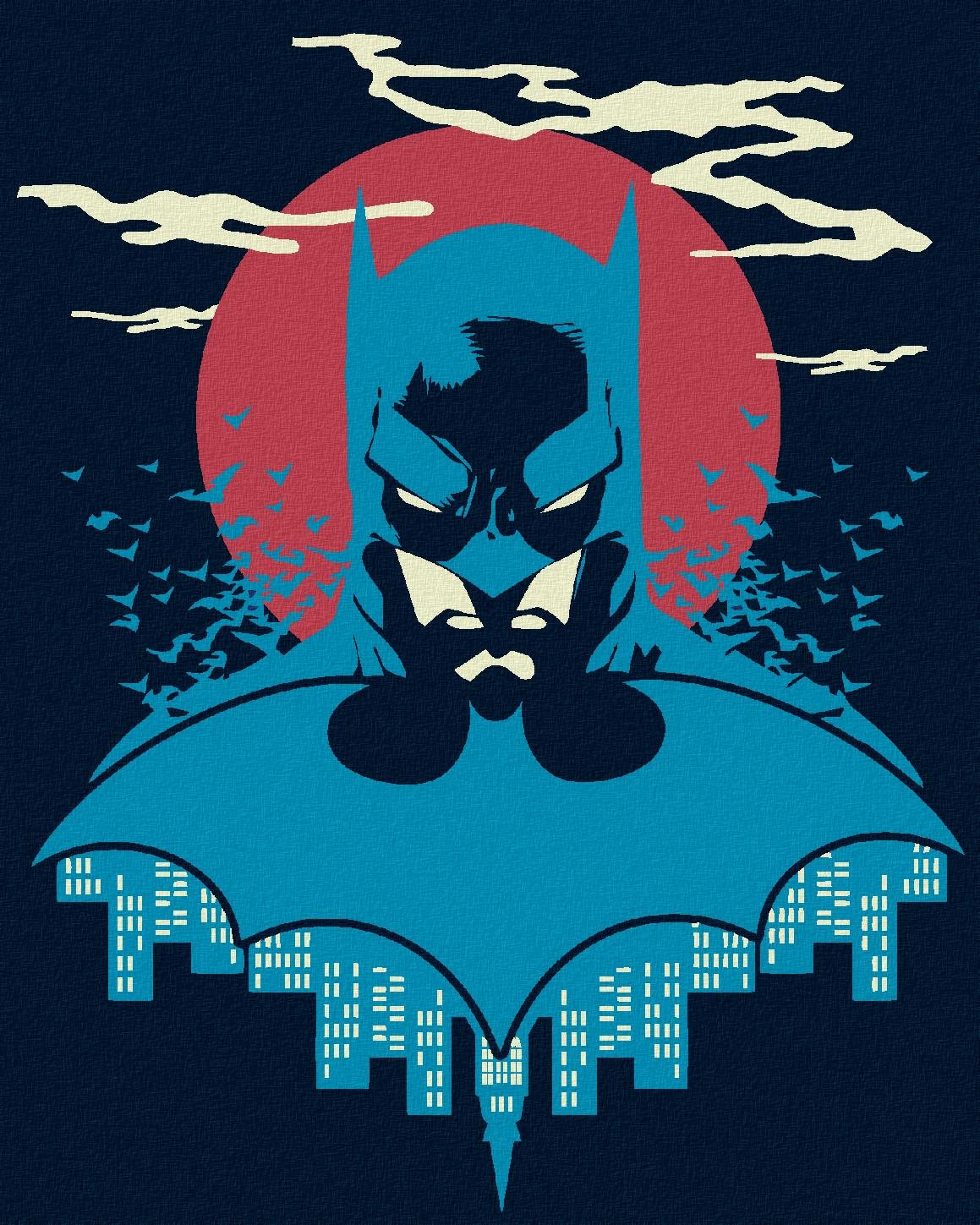 Zuty – Batman v modrej a červenej, 40×50 cm, bez rámu a bez vypnutia plátna