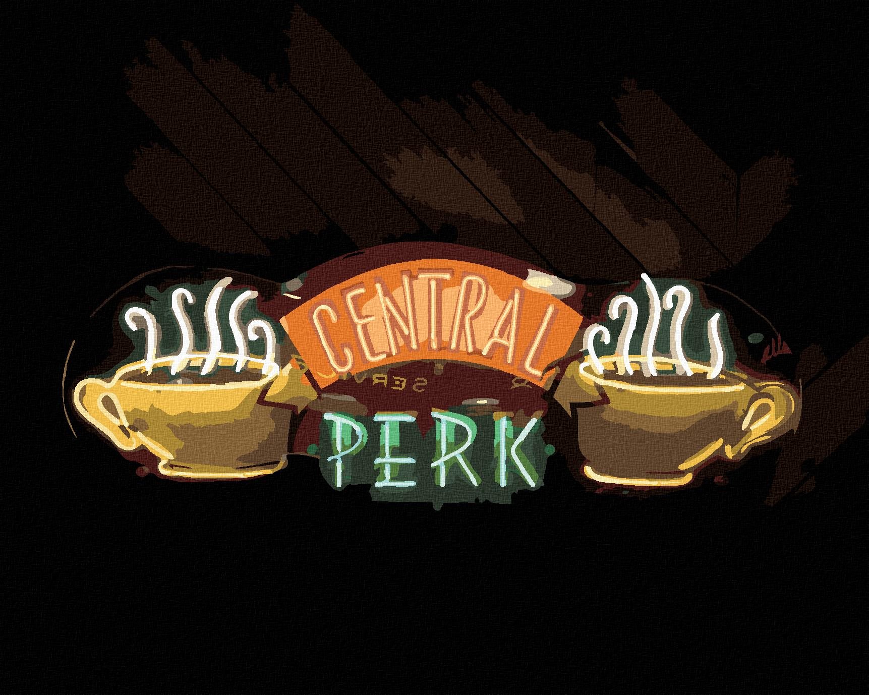Zuty – Central Perk neón (Priatelia), 40×50 cm, vypnuté plátno na rám