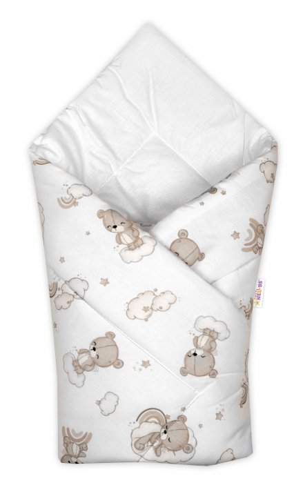 Baby Nellys Zavinovačka pro miminko Klasik Malý Medvídek, bílá / béžová