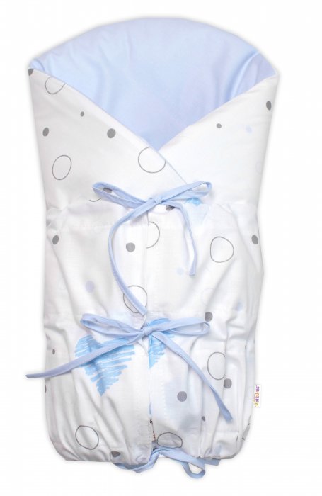 Baby Nellys Klasická retro zavinovačka LALLY šněrovací s výplní, I love Boy, modrá / bílá