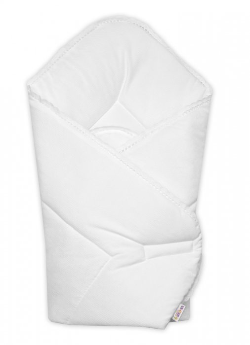 Baby Nellys Luxusní zavinovačka Velvet s krajkovým lemováním, 75 × 75 cm – bílá