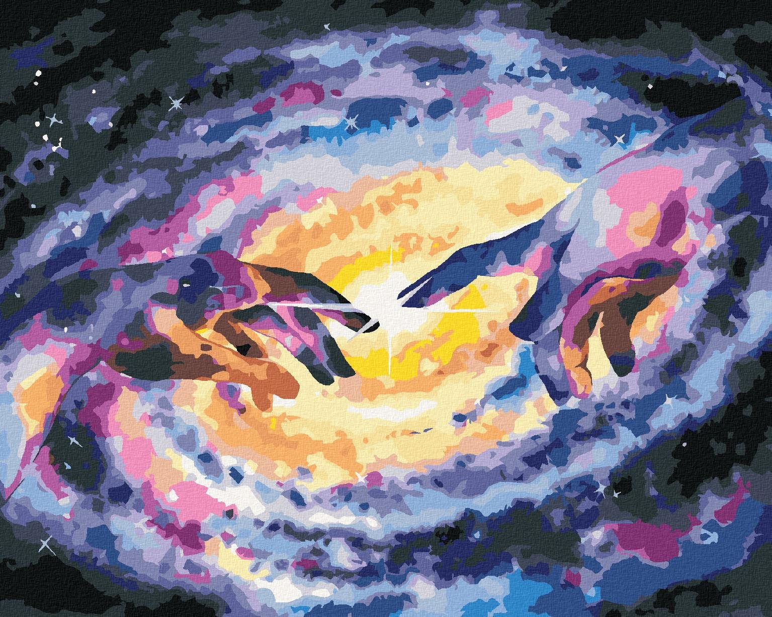 Abstraktné dlane vo vesmíre, 40 × 50 cm, bez rámu a bez vypnutia plátna