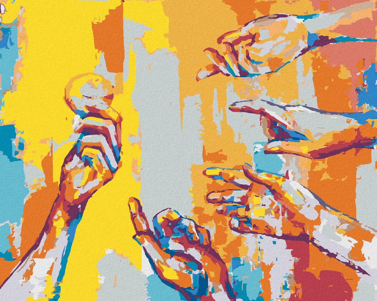 Abstraktné dlane, 80 × 100 cm, vypnuté plátno na rám