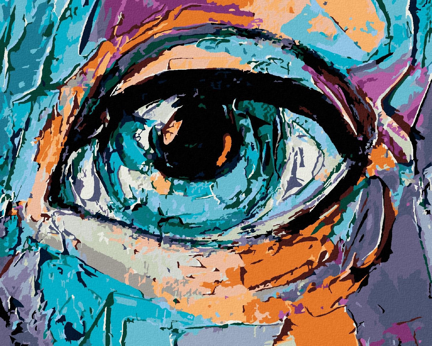 Abstraktné oko mladého dievčaťa, 80 × 100 cm, bez rámu a bez vypnutia plátna