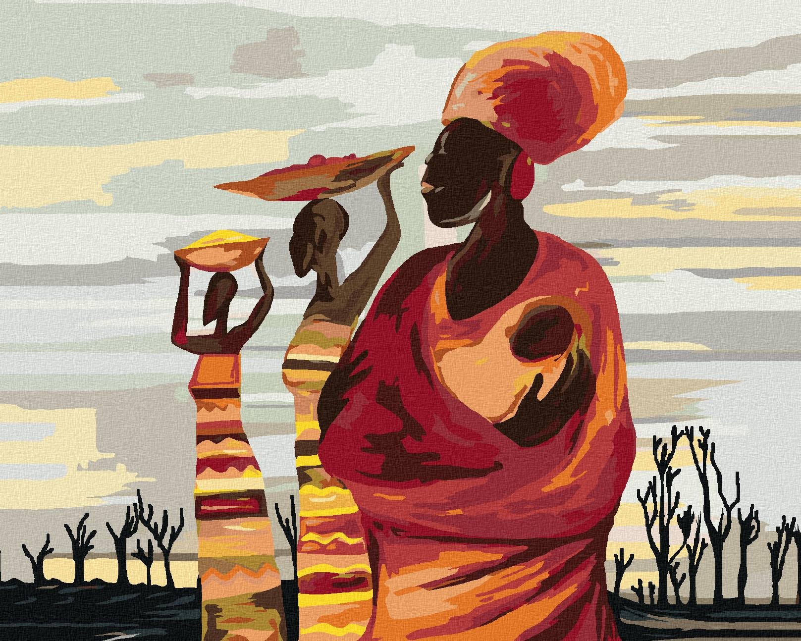 Africké ženy s dieťaťom, 80 × 100 cm, vypnuté plátno na rám