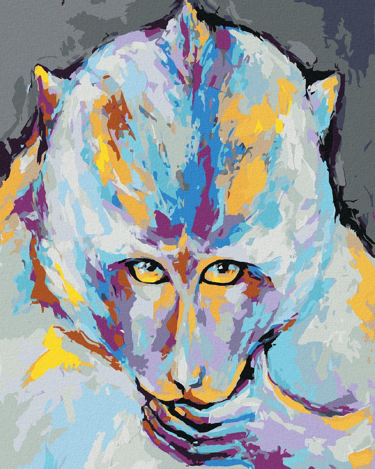 Farebná opica, 40×50 cm, vypnuté plátno na rám