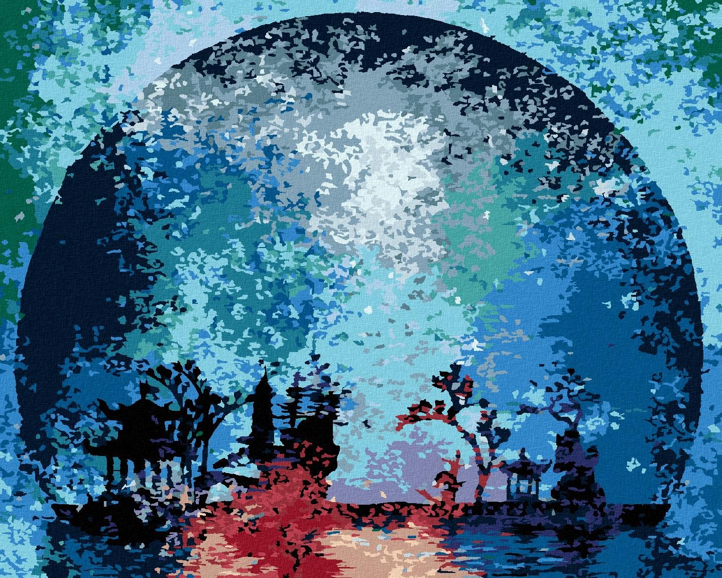 Farebná silueta mesiaca, 40 × 50 cm, bez rámu a bez vypnutia plátna