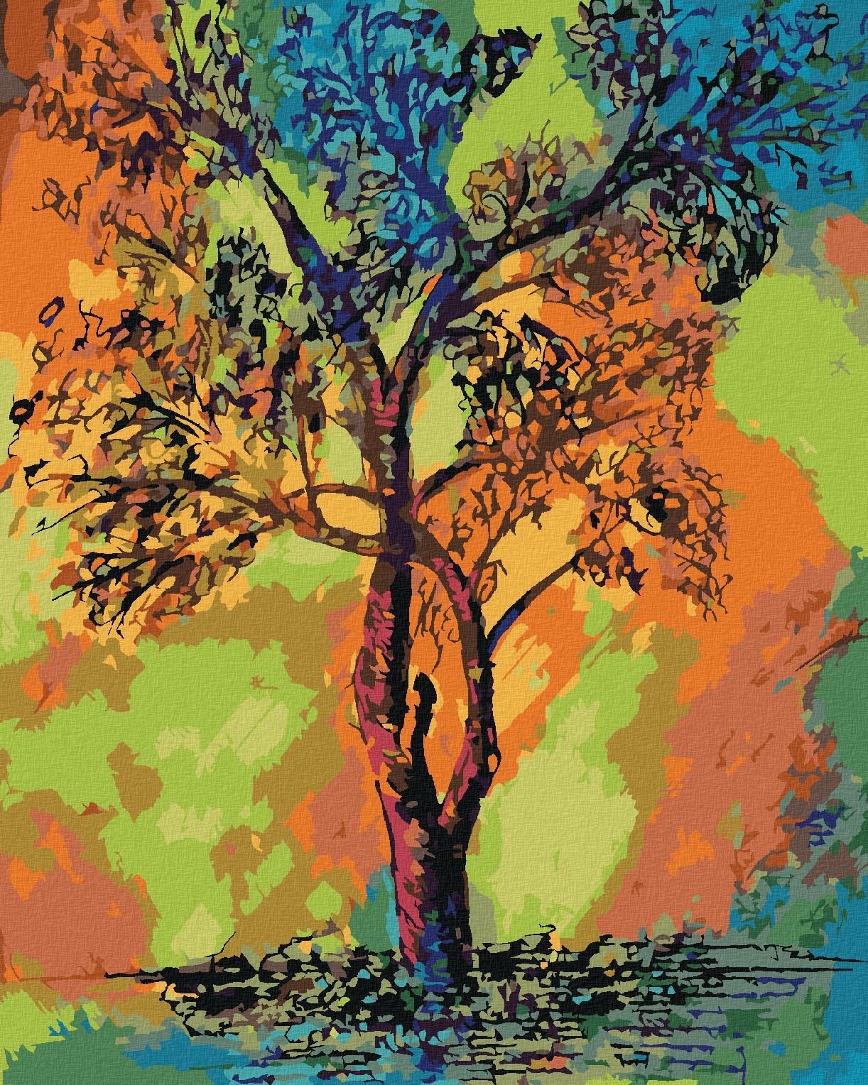 Farebný strom, 40 × 50 cm, bez rámu a bez vypnutia plátna