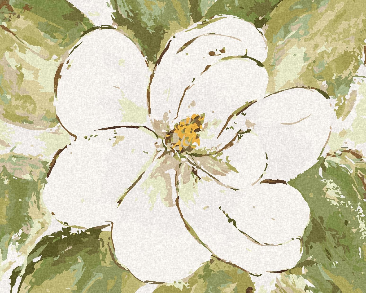 Biela magnólia (Haley Bush), 80 × 100 cm, plátno napnuté na rám