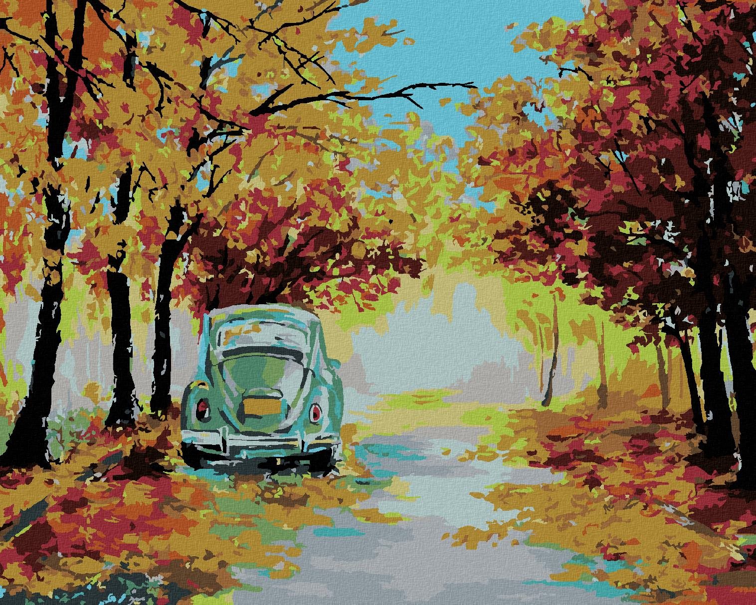 Chrobák na lesnej ceste, 40×50 cm, bez rámu a bez vypnutia plátna