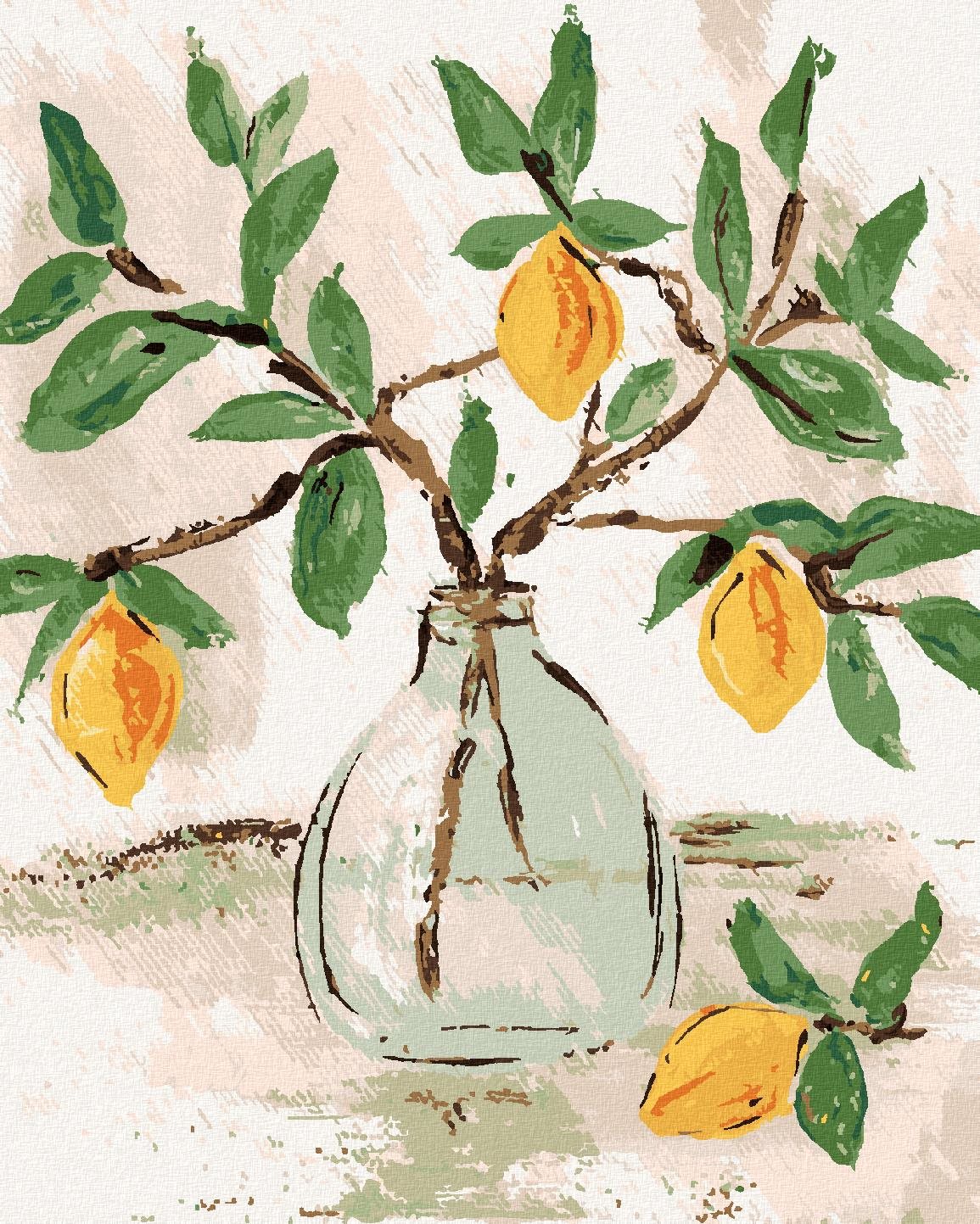 Citróny vo váze (Haley Bush), 40×50 cm, vypnuté plátno na rám