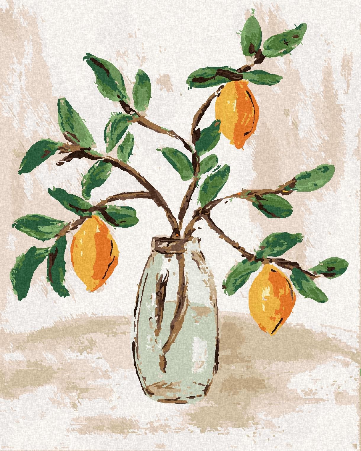 Citróny vo váze 4 (Haley Bush), 40×50 cm, vypnuté plátno na rám