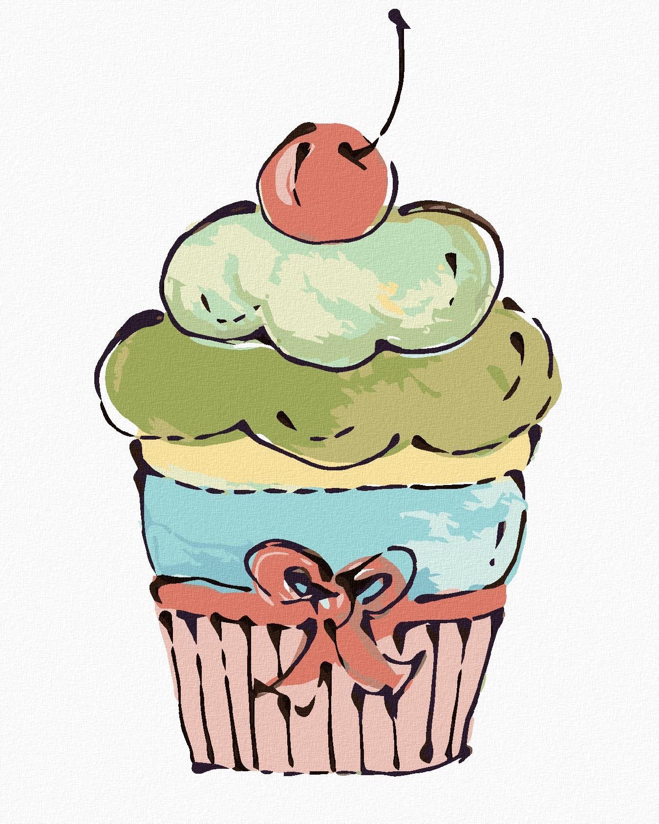 Cupcake s ružovou čerešňou (Haley Bush), 40×50 cm, bez rámu a bez vypnutia plátna