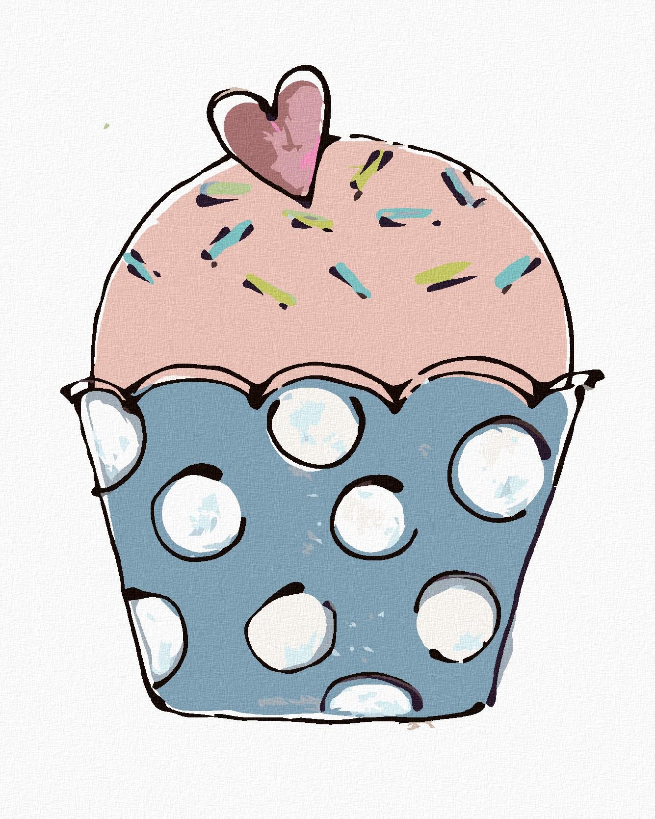 Cupcake so srdiečkom 2 (Haley Bush), 40×50 cm, vypnuté plátno na rám