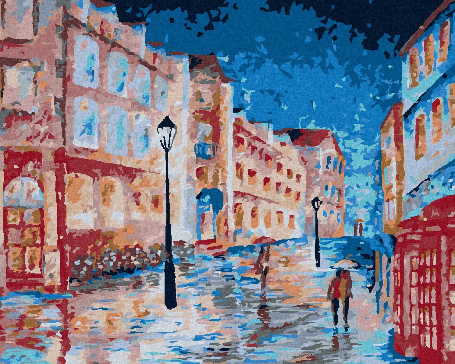 Daždivý deň v londýnskej uličke, 80 × 100 cm, plátno napnuté na rám