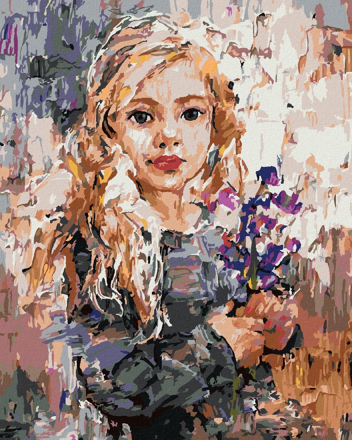 Dievča so zvončekmi, 80 × 100 cm, bez rámu a bez napnutia plátna