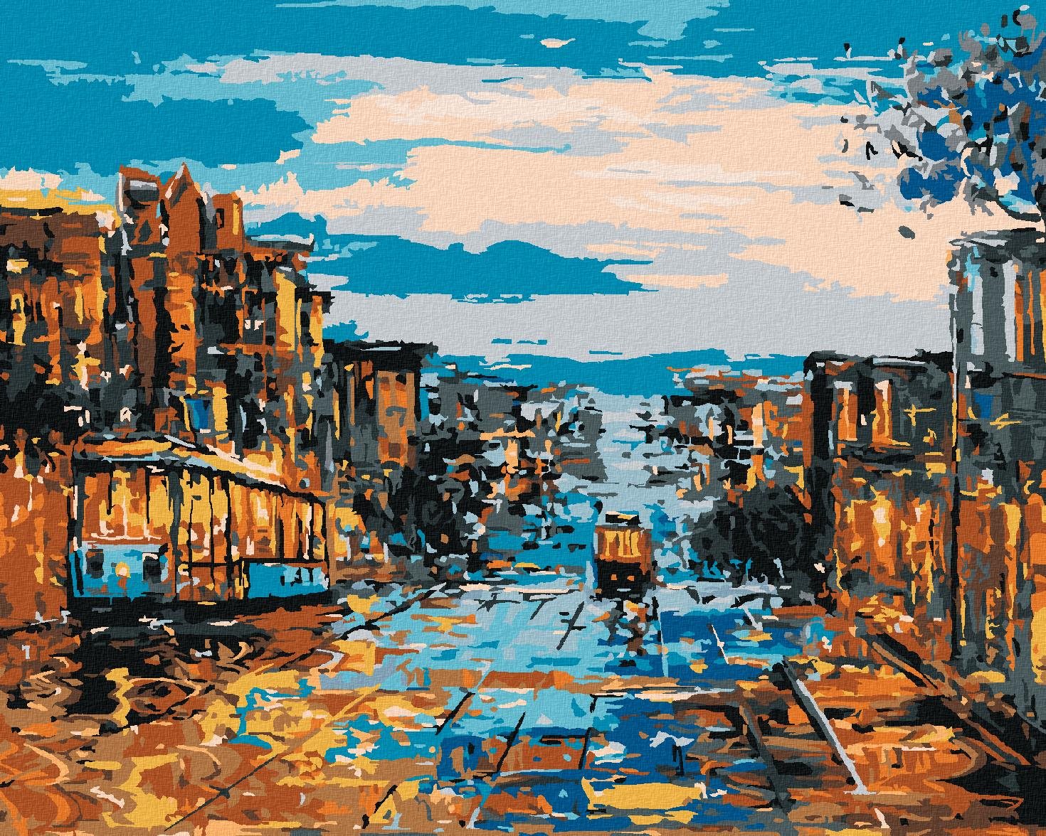 Doprava v San Franciscu, 80 × 100 cm, plátno napnuté na rám