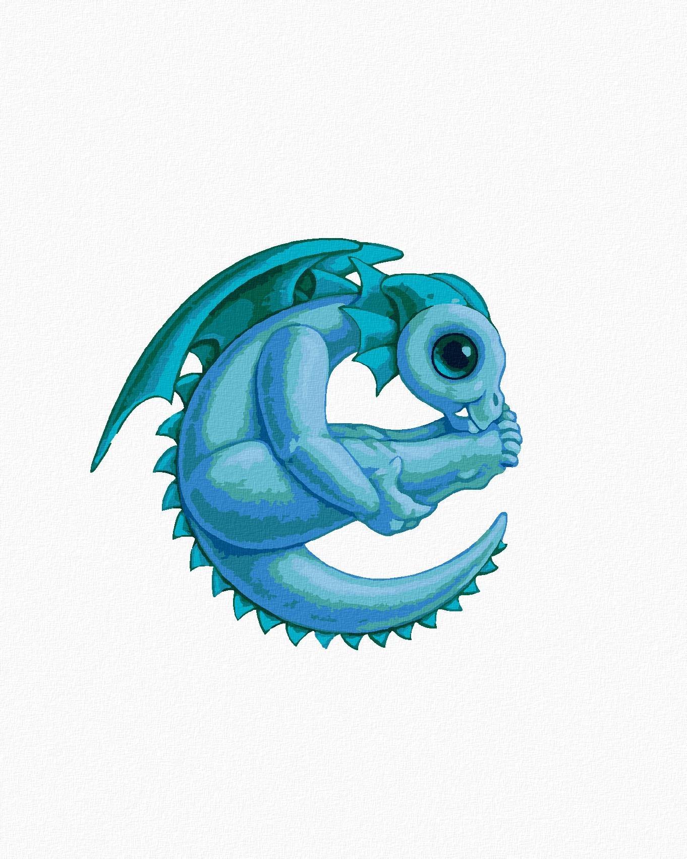 Dráčik v tvare písmenka E (Sue Ellen Brown), 40×50 cm, bez rámu a bez vypnutia plátna