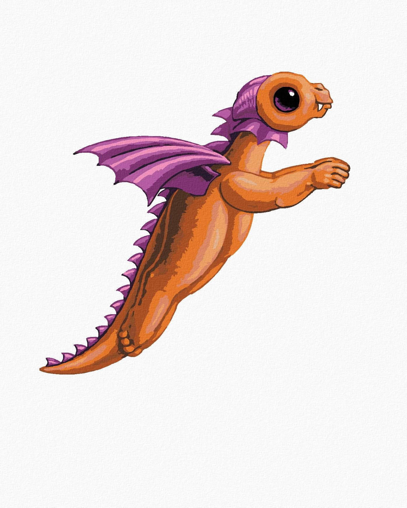 Dráčik v tvare písmenka F (Sue Ellen Brown), 40×50 cm, bez rámu a bez vypnutia plátna