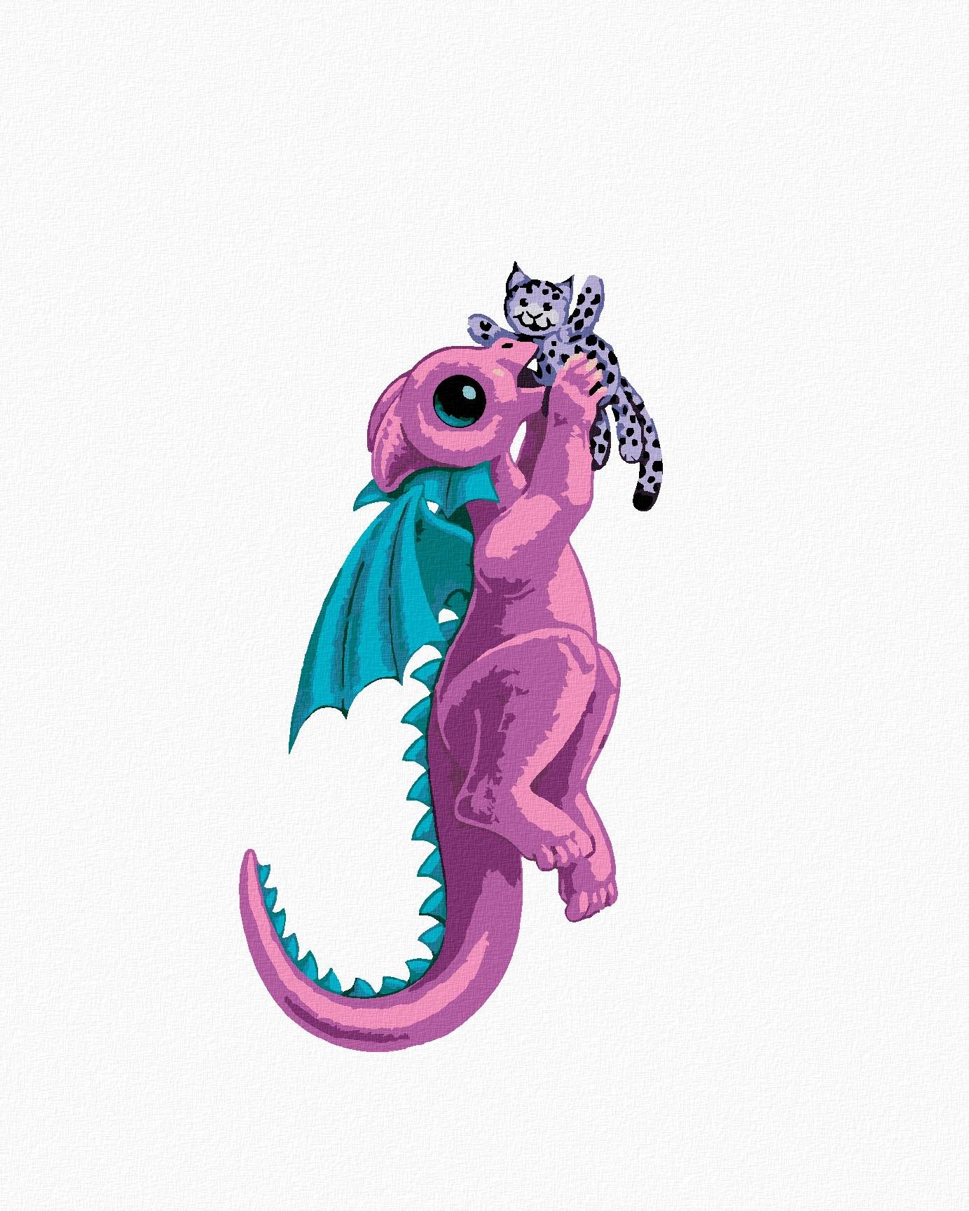 Dráčik v tvare písmenka J (Sue Ellen Brown), 40×50 cm, bez rámu a bez vypnutia plátna