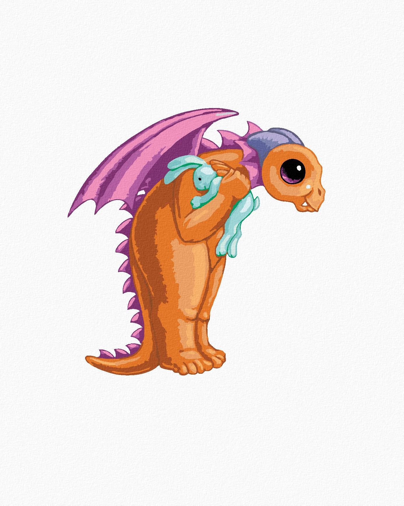 Dráčik v tvare písmenka R (Sue Ellen Brown), 40×50 cm, bez rámu a bez vypnutia plátna