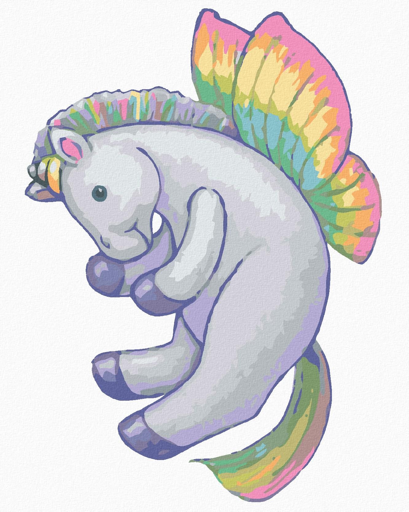 Dúhový plyšový jednorožec I (Sue Ellen Brown), 40×50 cm, bez rámu a bez vypnutia plátna