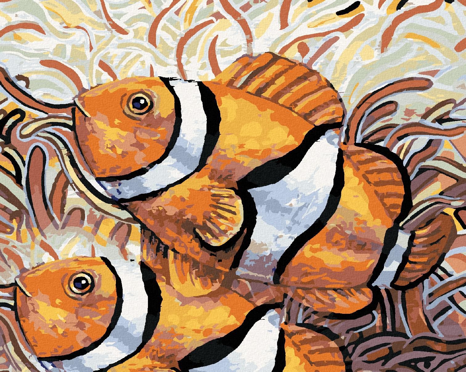Dve ryby Nemo, 80 × 100 cm, bez rámu a bez napnutia plátna