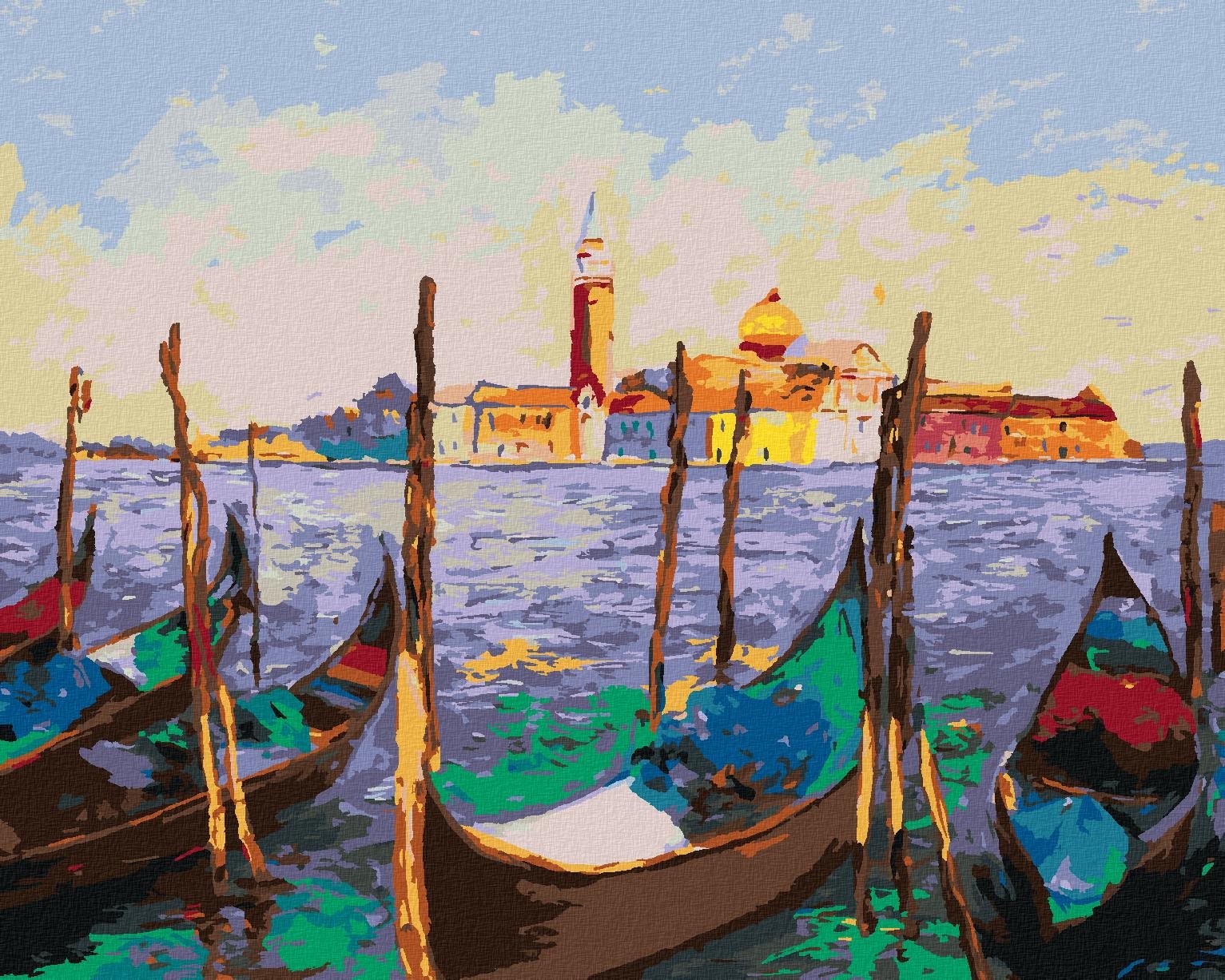 Gondoly v Benátkach, 80 × 100 cm, plátno napnuté na rám