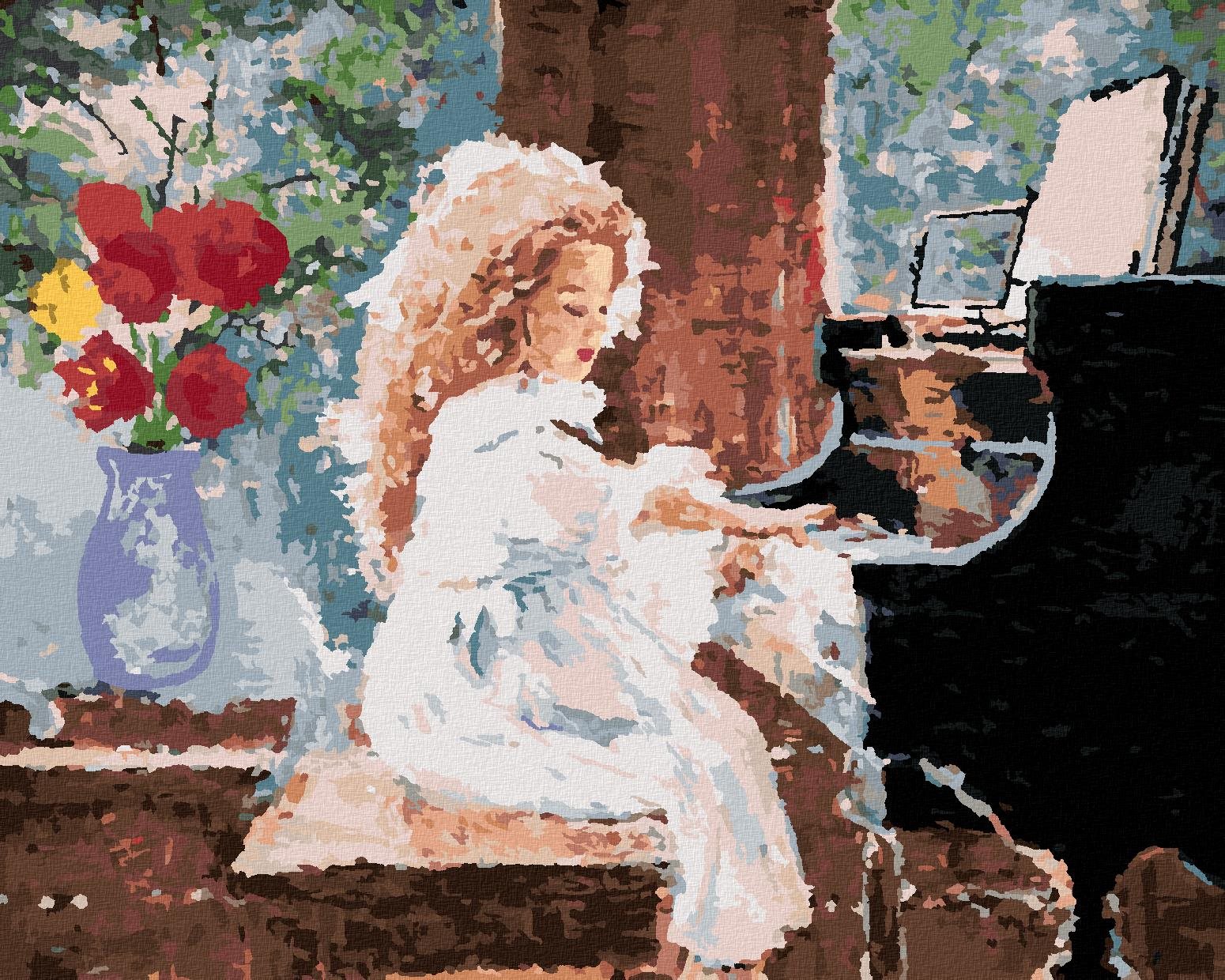 Dievčatko hrajúce na piano, 80 × 100 cm, plátno napnuté na rám