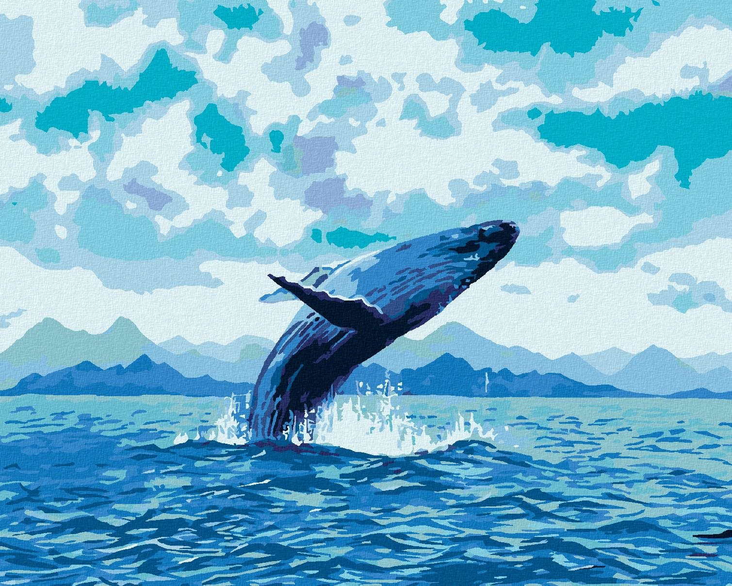 Hravá veľryba, 80 × 100 cm, bez rámu a bez napnutia plátna