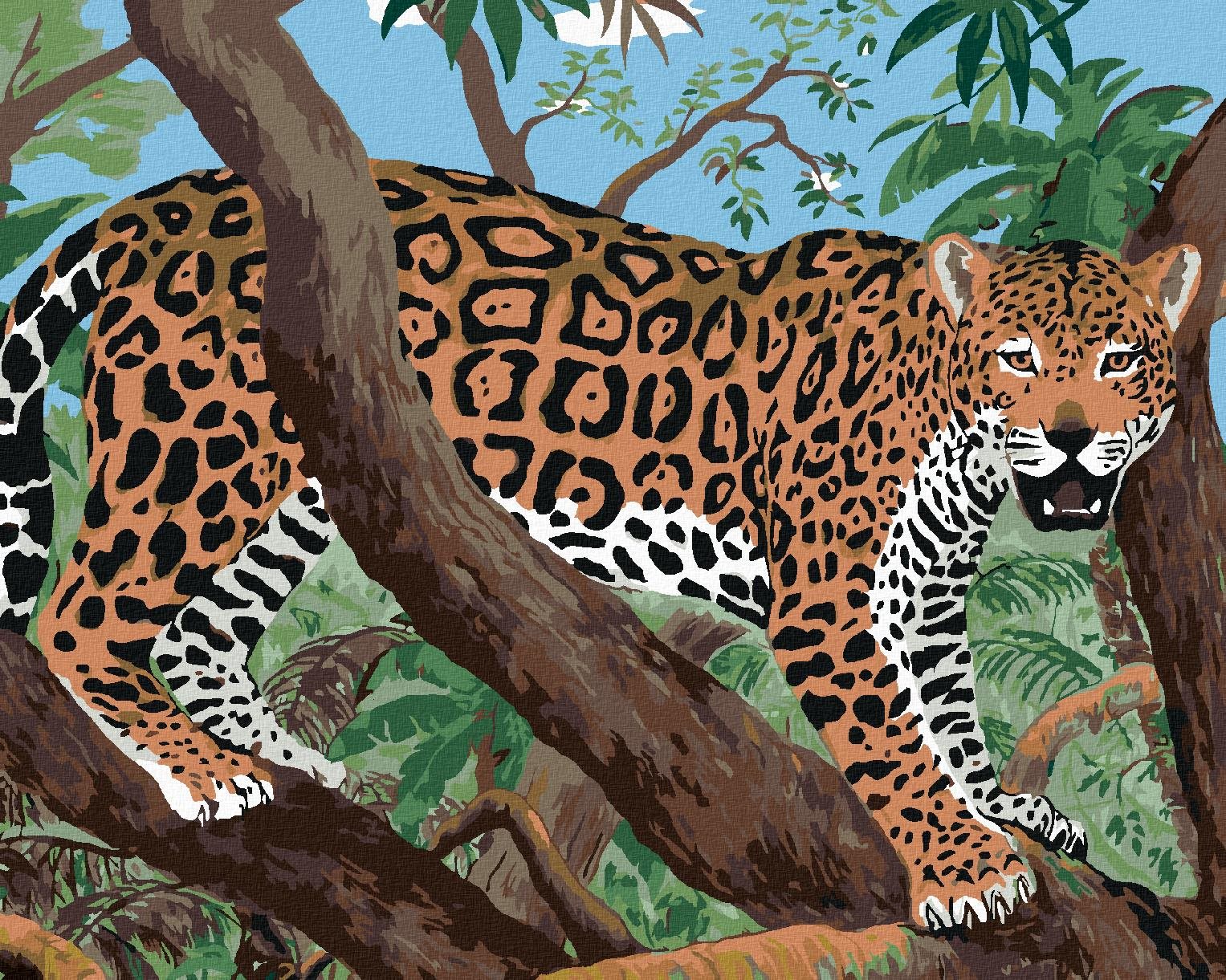 Jaguár na konári, 80 × 100 cm, plátno napnuté na rám