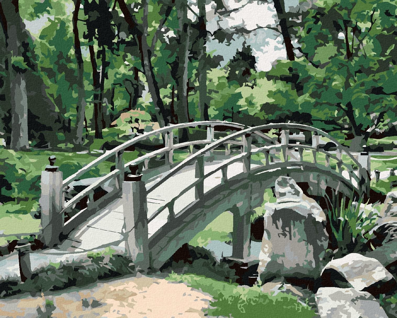 Japonsko most pri lese, 40 × 50 cm, plátno napnuté na rám