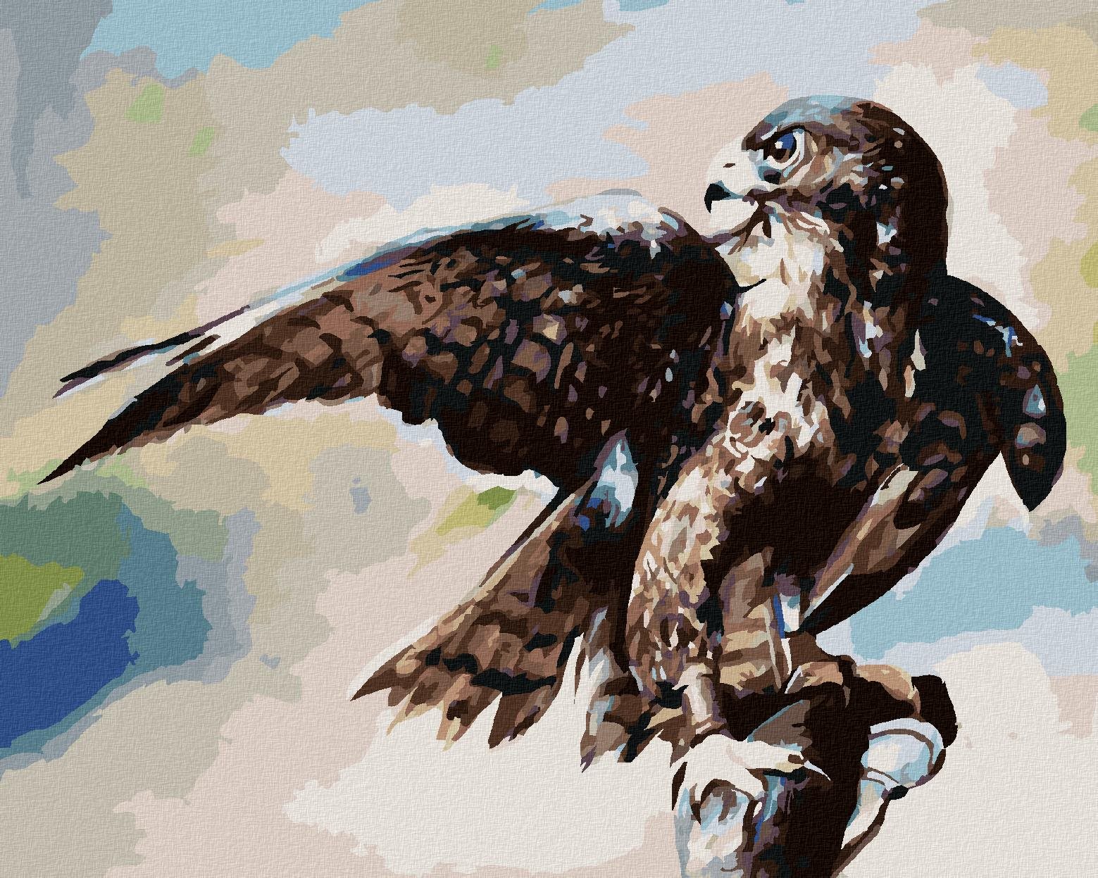 Jastrab v lese, 40 × 50 cm, plátno napnuté na rám