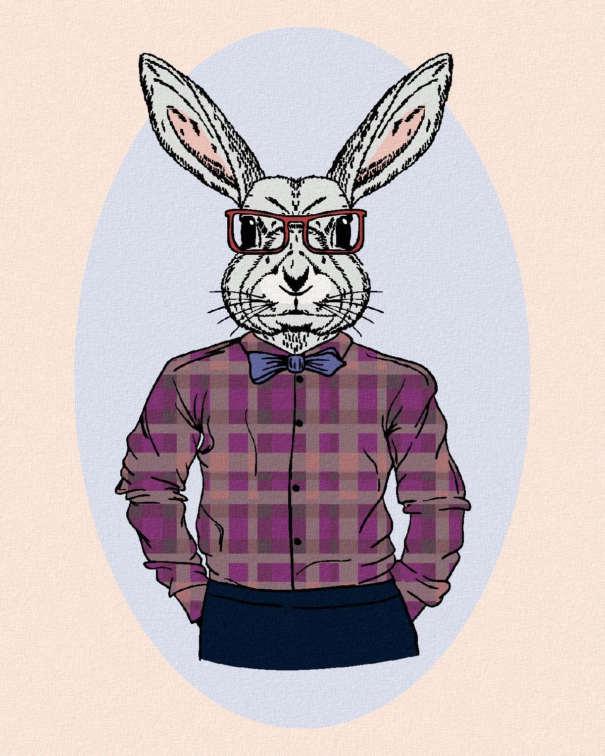 Králik hipster, 80 × 100 cm, plátno napnuté na rám