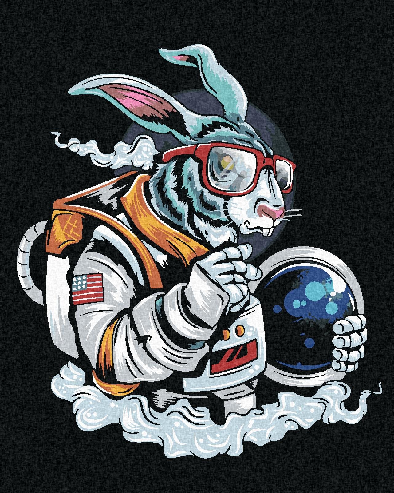 Králik kozmonaut, 40 × 50 cm, bez rámu a bez napnutia plátna