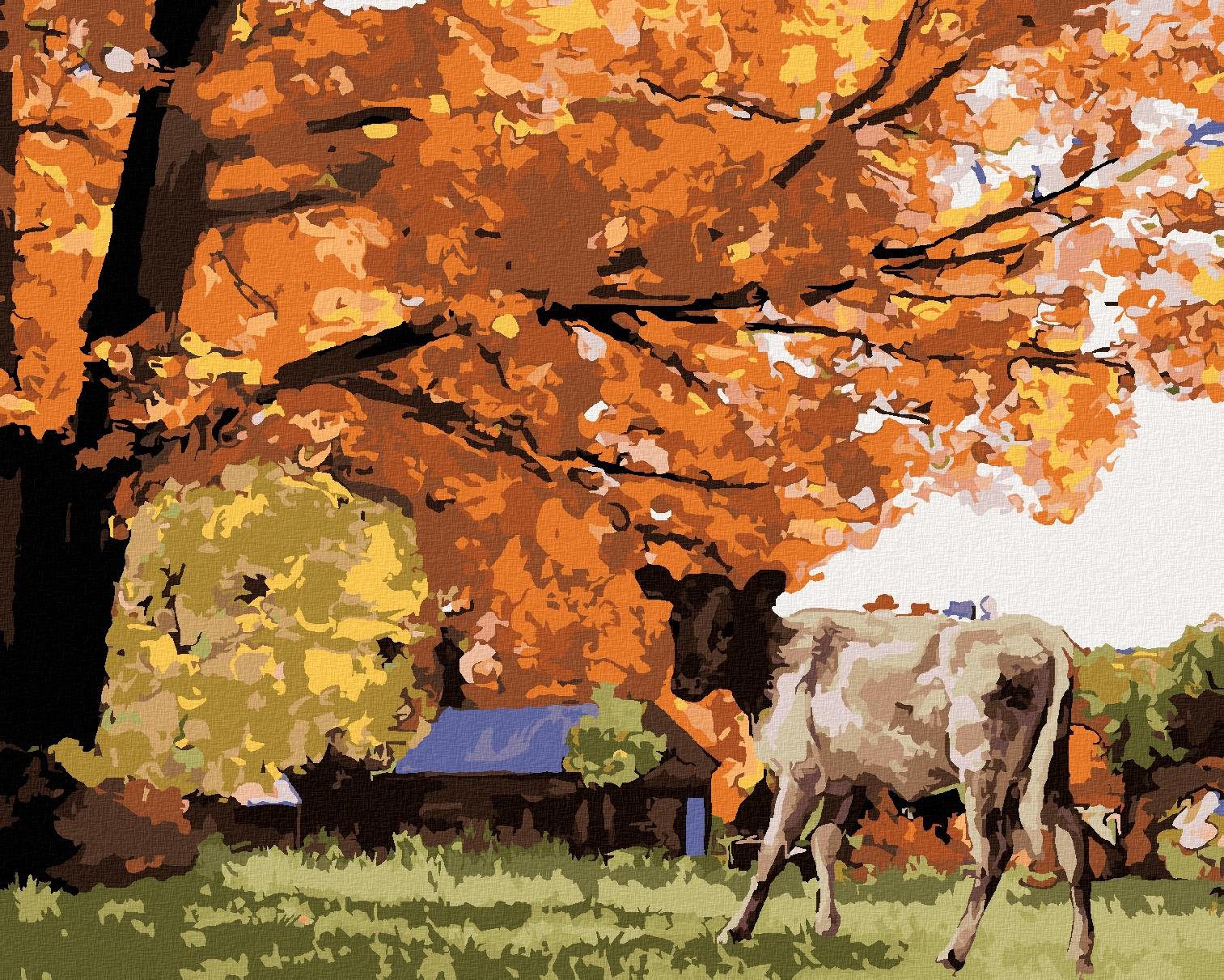 Krava pod stromom, 80 × 100 cm, bez rámu a bez napnutia plátna