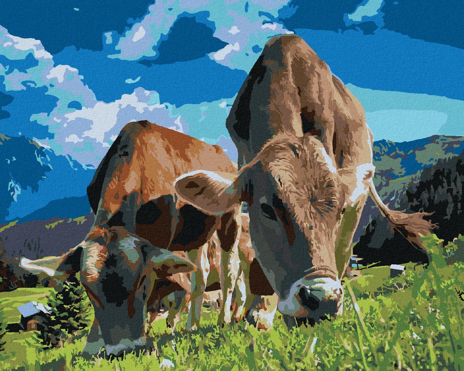 Kravy v horách, 40 × 50 cm, bez rámu a bez napnutia plátna