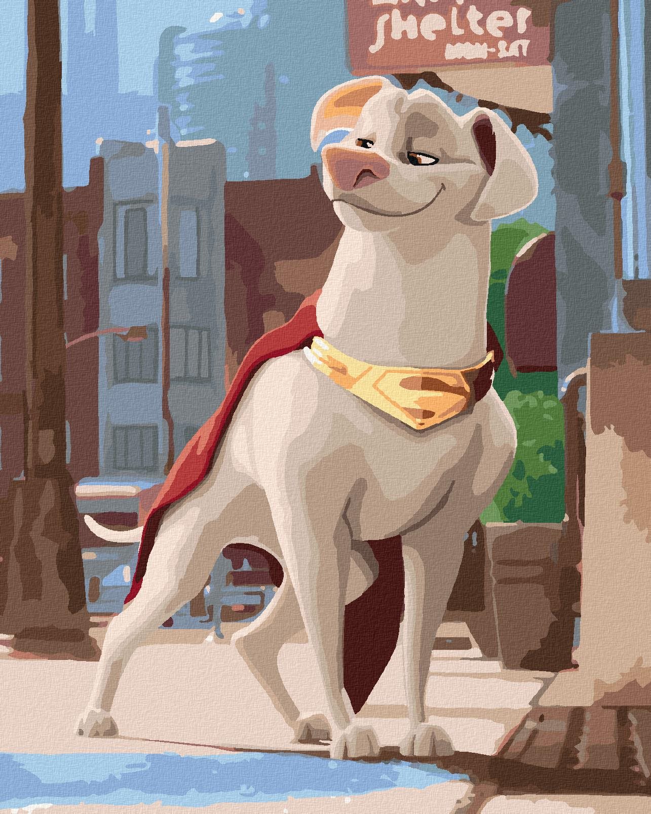 Krypto so škodoradostným pohľadom (DC Liga supermaznáčikov), 40×50 cm, bez rámu a bez vypnutia plátna