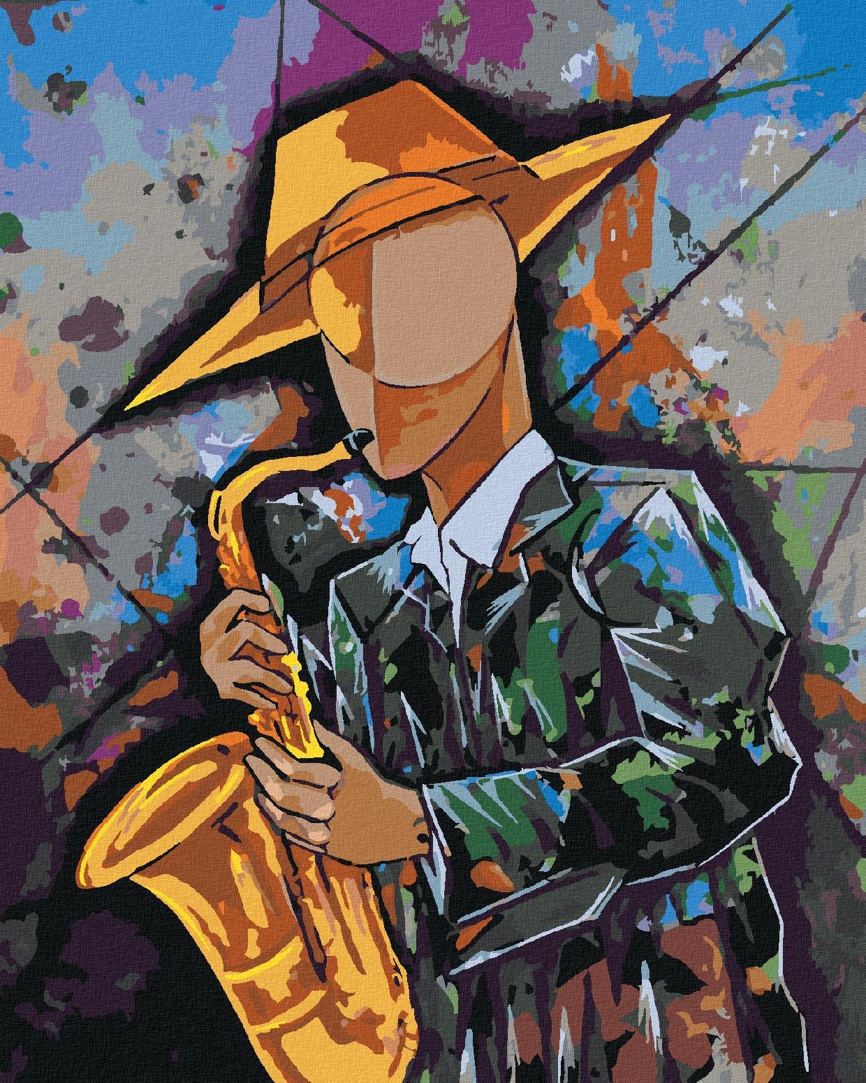 Kubistický muzikant, 80 × 100 cm, bez rámu a bez napnutia plátna