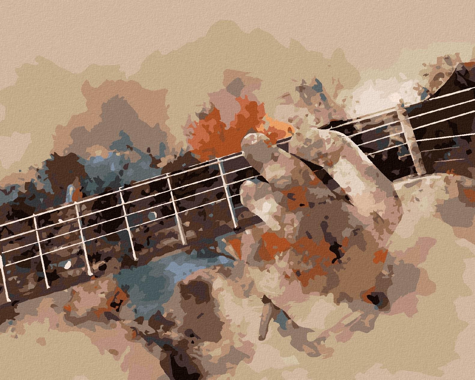 Gitarista hrajúci na gitaru, 80 × 100 cm, bez rámu a bez napnutia plátna