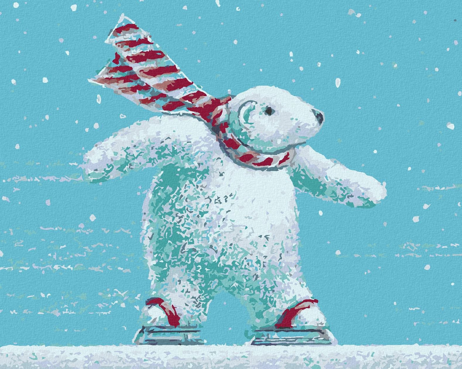 Ľadový medvedík na korčuliach (Sue Ellen Brown), 40×50 cm, bez rámu a bez vypnutia plátna