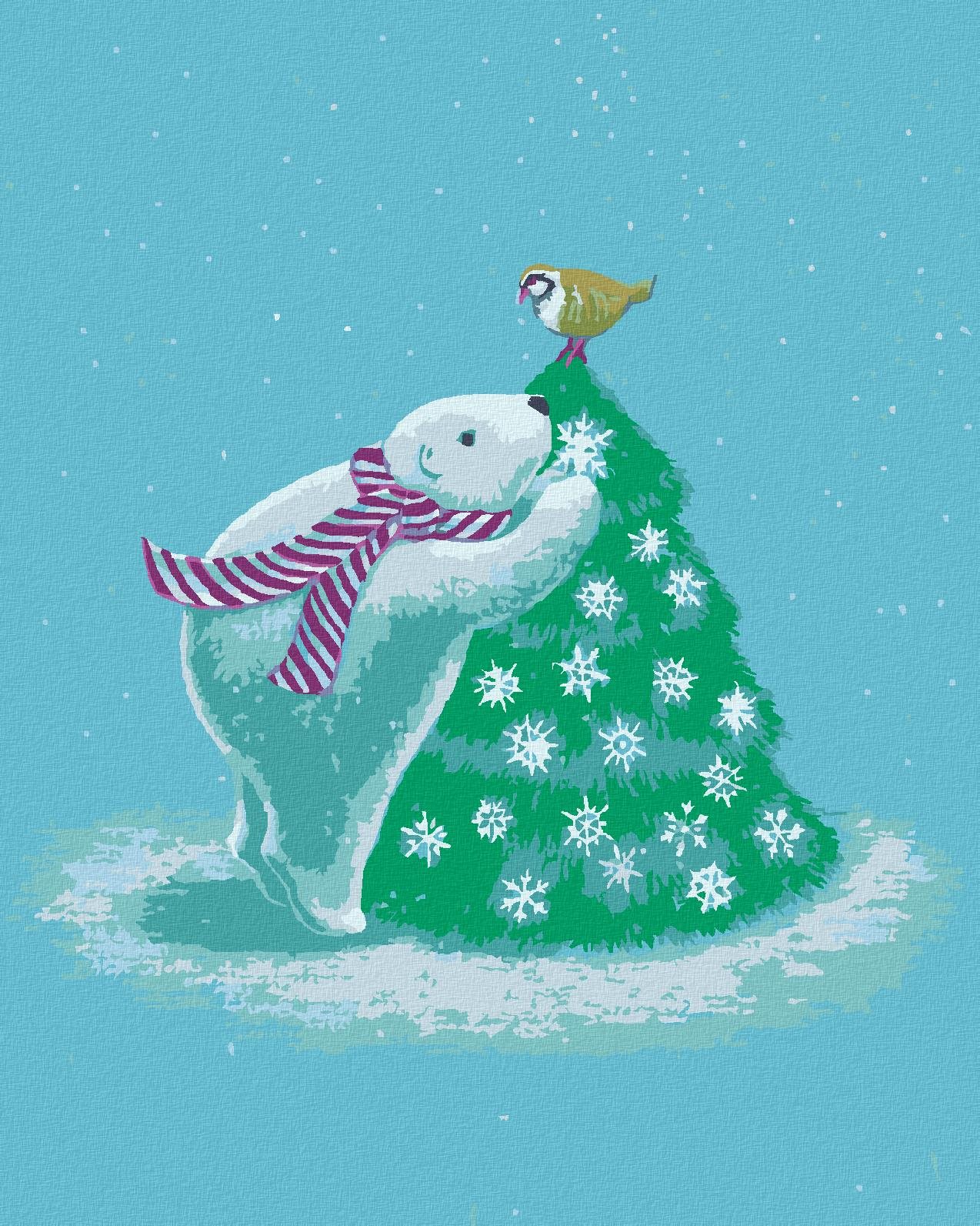 Ľadový medvedík pri strome (Sue Ellen Brown), 40×50 cm, bez rámu a bez vypnutia plátna