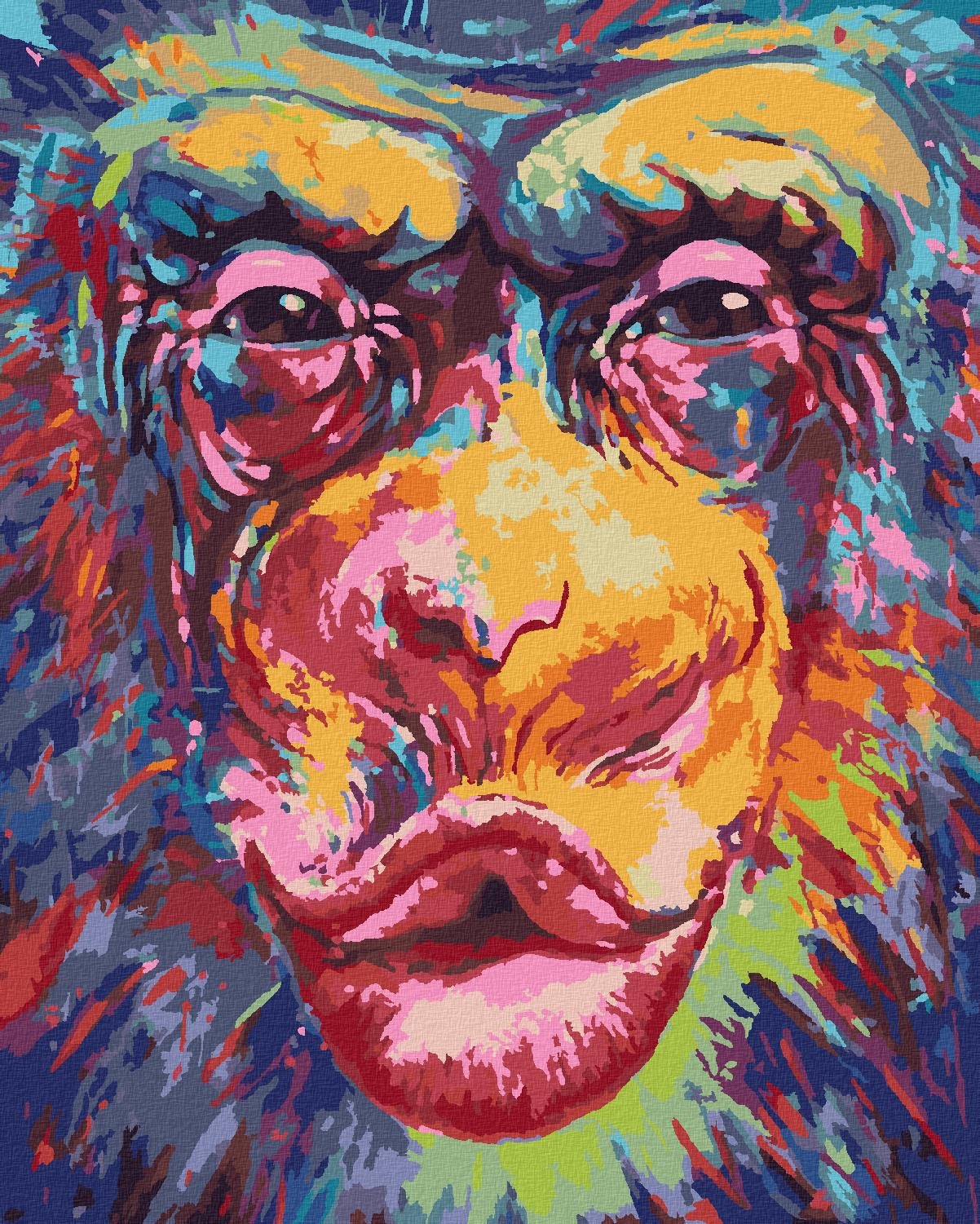 Bozkávajúca opica, 80 × 100 cm, plátno napnuté na rám