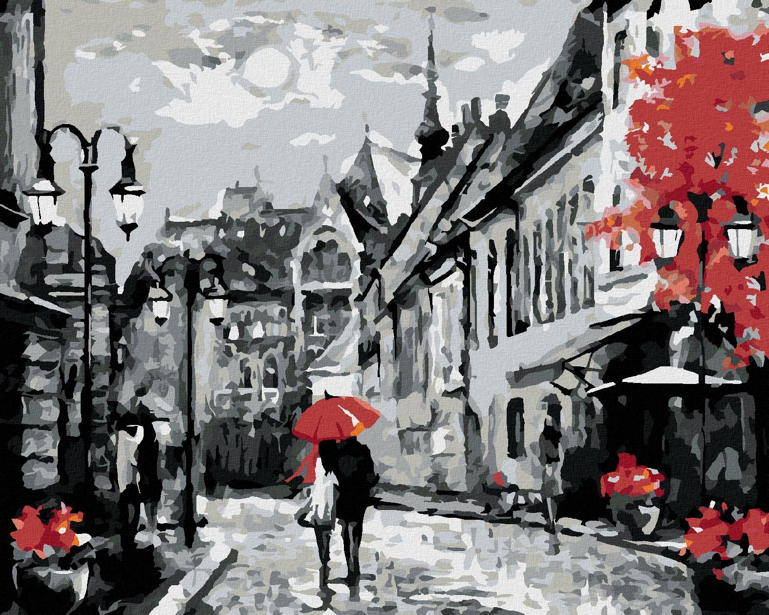 Ľudia pod dáždnikom v Budapešti, 40×50 cm, bez rámu a bez vypnutia plátna