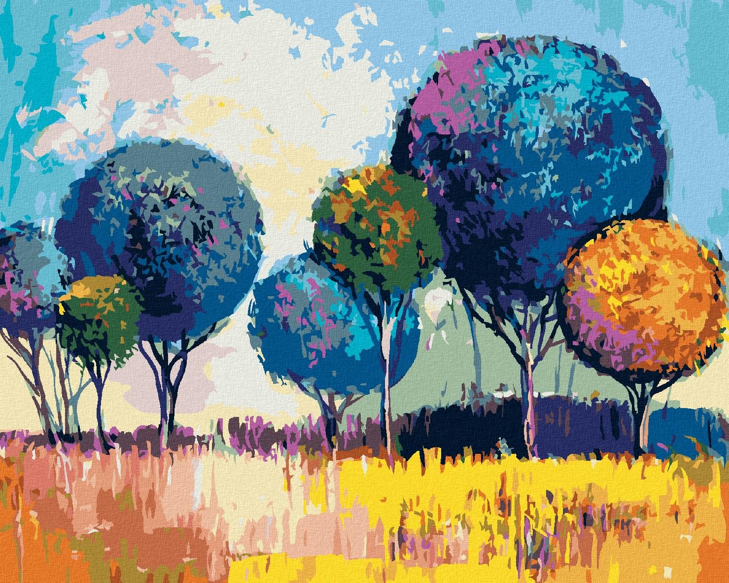 Listnatý les, 40×50 cm, vypnuté plátno na rám