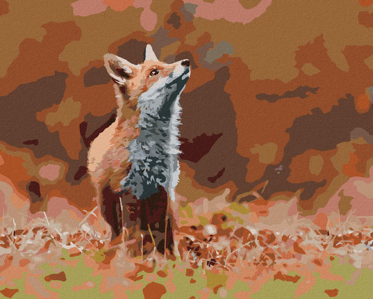 Líška v lese, 80 × 100 cm, bez rámu a bez napnutia plátna