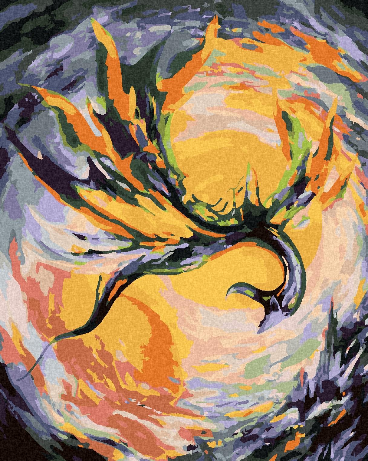 Lietajúci drak, 40×50 cm, vypnuté plátno na rám